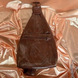 Faux Leather Crossbody Chest Bag Backpack